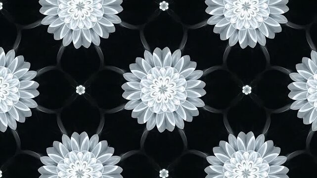 Elegant floral pattern design with symmetrical arrangement on a dark background for decoration