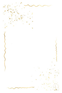 Cute romantic wedding invitation decoration elegant poster design. Old gold texture. Gold leaf frame Hand drawn border frame line ribbon bow ornament vintage card. Frame border line hand drawn doodle.
