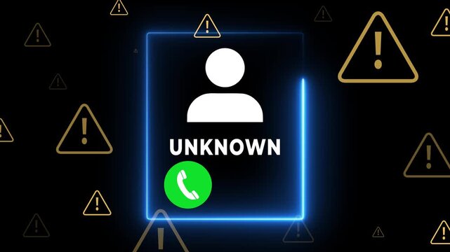 Fake caller and data theft concept on the transparent background. Unknown number tries to trick victims into sharing personal information. Motion graphics of phone scam concept showing fraud call risk