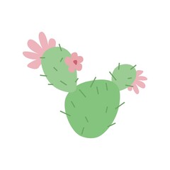 Fototapeta premium Cactus with Flowers Illustration
