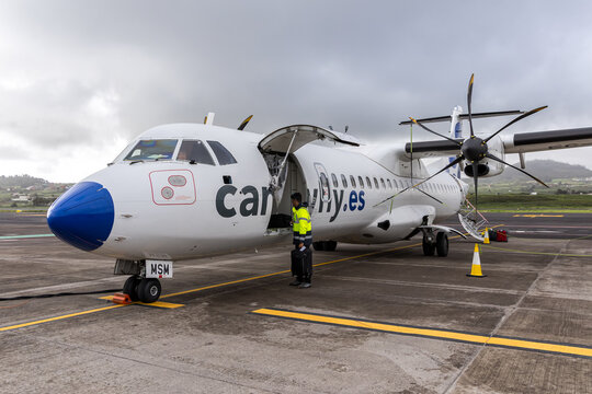 CanaryFly ATR 72-500 airplane at Tenerife Norte airport in Spain