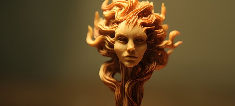 Medusa ifrit shaped matchstick carving,generative AI
