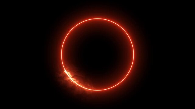 Fiery ring of light eclipse animation cosmic event background, loop solar lunar, moon