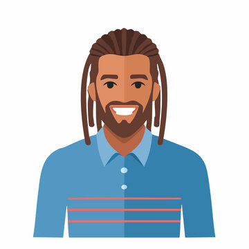 Illustration of a smiling man with dreadlocks
