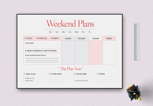 Weekend Plan Template Layout