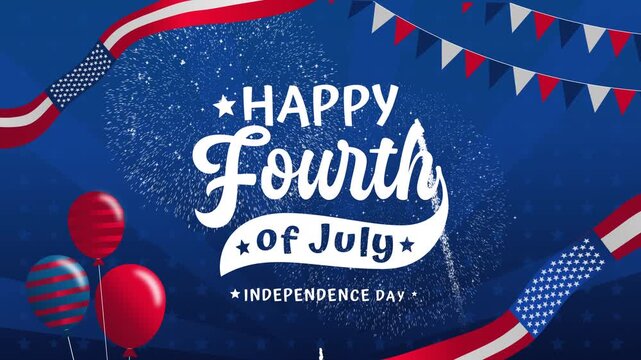 4th of july text celebrating independence day in america. Perfect for social media posts, banners, invitations, and patriotic designs.