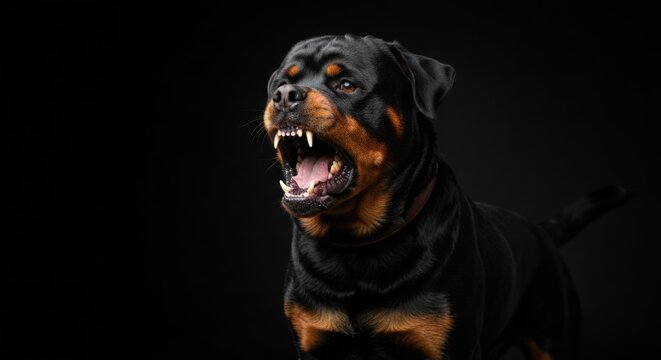 Rottweiler with exposed teeth