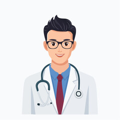 Fototapeta premium Professional male doctor wearing white lab coat and stethoscope vector