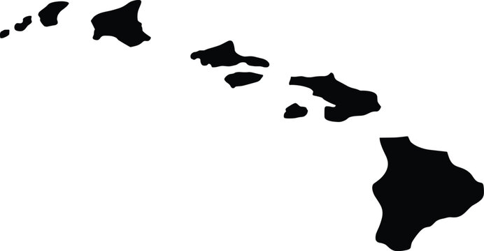 Hawaii state map silhouette vector illustration featuring the major islands for travel tourism geography education and tropical vacation destination graphic design projects