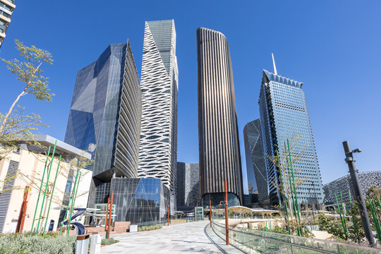 Riyadh skyline KAFD King Abdullah Financial District skyscrapers in Riyadh, Saudi Arabia