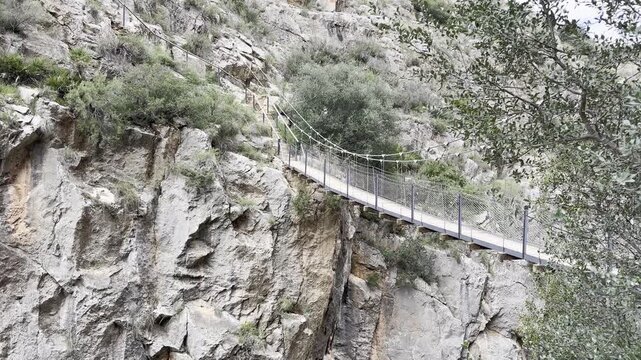 Turia Canyon Hanging Bridges in Chulilla Valencia Spain Scenic View
