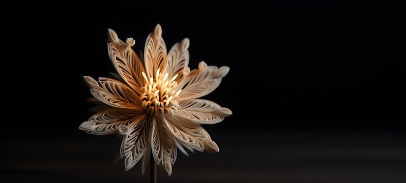 Edelweiss Flower shaped matchstick carving ,generative AI