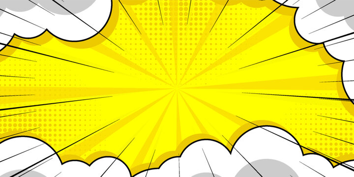 abstract comic background with zoom effect and cartoon cloud element. EPS 10