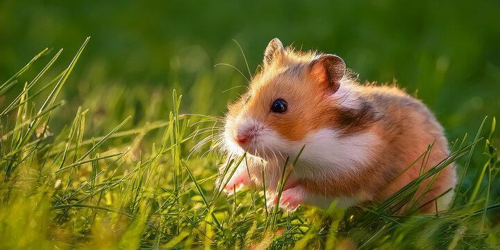 Ein Feldhamster im Gras