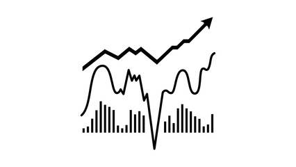 Naklejka premium Vibrant financial growth concept featuring a dynamic bar chart with an upward arrow and coins, symbolizing business success, market performance improvement, and investment returns