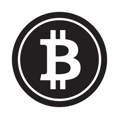 Fototapeta premium Simple black and white icon of a bitcoin cryptocurrency coin