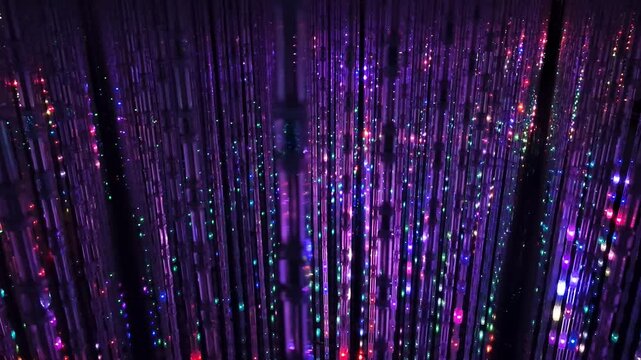 Colorful Hanging LED Light Stripes, Dreamlike Ambience Close Up