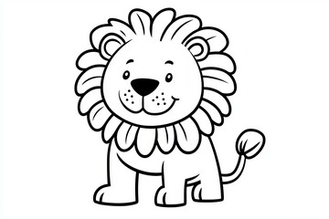 Fototapeta premium Adorable Cartoon Lion Illustration with a Playful Expression, Perfect for Children s Art and Designs
