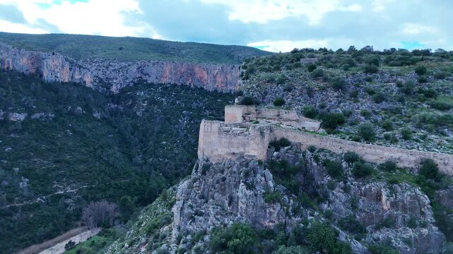 Aerial Drone View of Castillo de Chulilla Fortress Valencia Spain
