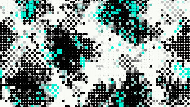 Abstract digital pattern combining dots and squares creating a modern vibrant background. Abstract digital dots and squares seamless pattern
