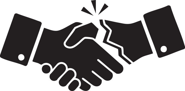 Handshake breaking icon representing failed deal or broken trust