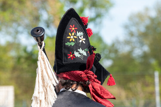 Galicia traditional bagpiper with monteira hat The Concept of folk culture