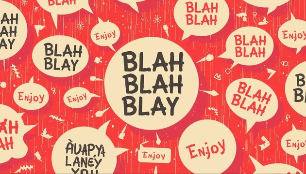 Playful red speech bubble pop art pattern with bold text and comic style chatter design background
