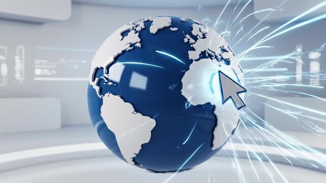 Global business growth concept with blue map and rising statistics economy globe