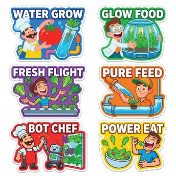 Futuristic 2D Stickers Of Chefs Harvesting Glowing Tomatoes From Water Pipes For World Environment Day Sustainable Indoor Farming Future Food Tech Soilless Gardening And Green Cooking Lifestyle