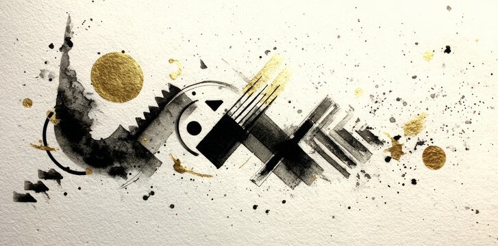 Circular abstract artwork composed of brushstrokes in shades of neutral earth tones