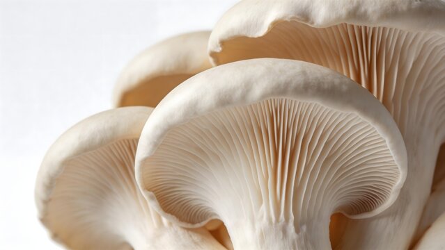 Closeup of white oyster mushrooms