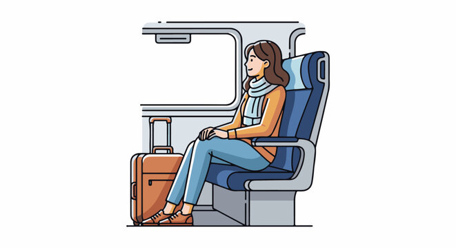 Person sitting inside train looking out window