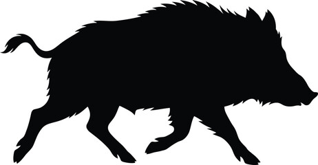 Obraz premium A professional vector illustration featuring the solid black silhouette of a running wild boar designed for clean graphic branding projects