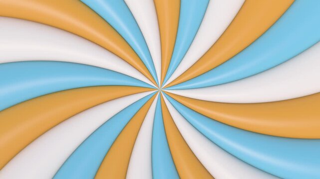 Abstract 3D Glossy Rotating Radial Swirl Background with Blue, Orange and White Colors &ndash; Smooth Loop Animation