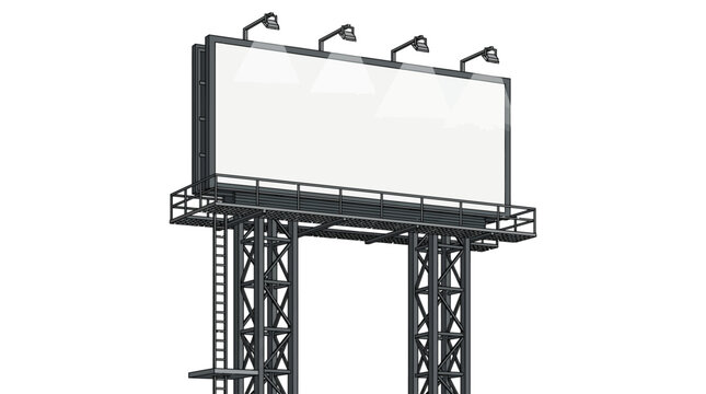 Bridge Mounted Billboard Structure Spanning Over Road Blank Panel