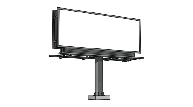 Steel Monopole Highway Billboard Structure Blank Panel Side View