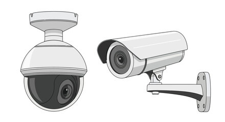 Two security cameras a dome and a bullet type are illustrated © LUNEX