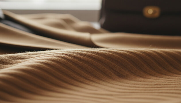 Pure cashmere fabric texture with glossy Zibeline water wave finish