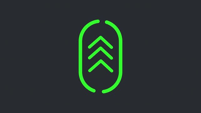 Green Sweep Up Call-to-Action Motion Graphic. Minimalist Lime Line Art for Mobile Interface on Transparent Background.