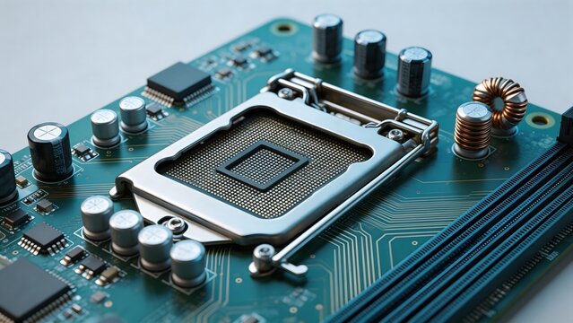 Closeup of a computer motherboard
