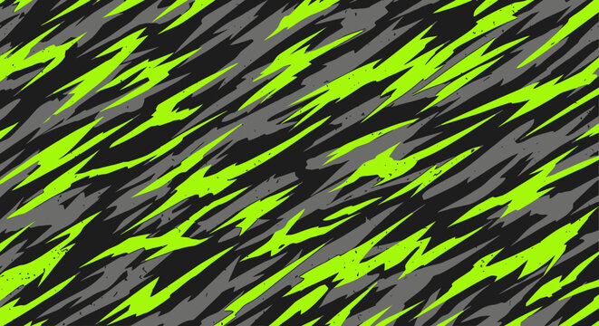 Abstract neon green and grey racing camouflage pattern design