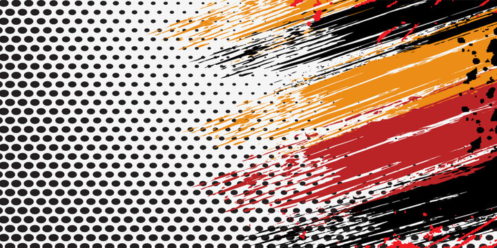 Sublimation jersey design vector grunge brush splash background, techno sporty elements wallpaper, black white yellow pink color combination, sportswear shirt. eps 10