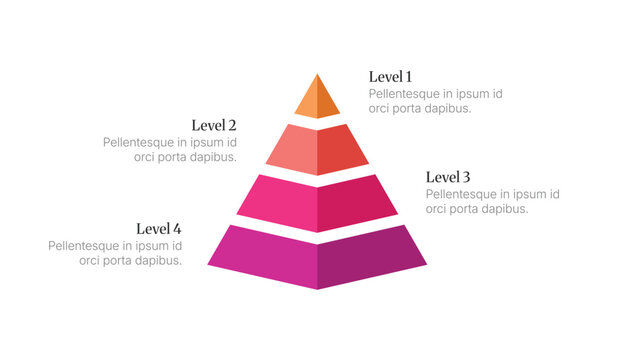 3D Pyramid Chart with 4 Levels for Business Hierarchy