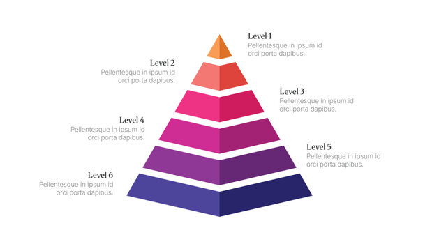 3D Pyramid Chart with 6 Levels for Business Hierarchy