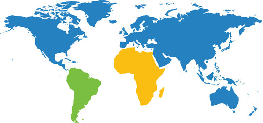 Obraz premium World map illustration with highlighted continents for global business