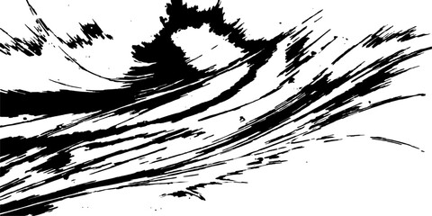 Dynamic abstract black ink brushstrokes dance across the canvas, creating a visually striking and textured artwork. © nur