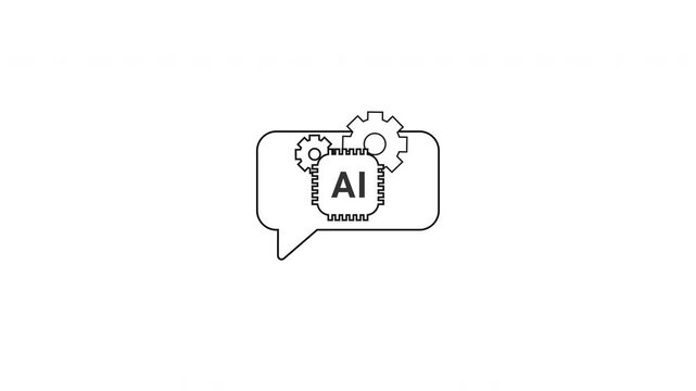 AI Chatbot Icon With Microchip And Gears In Speech Bubble Representing Technology And Machine Learning