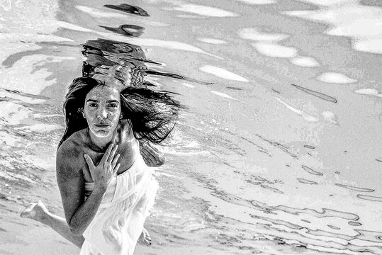 frau tauchen unterwasser