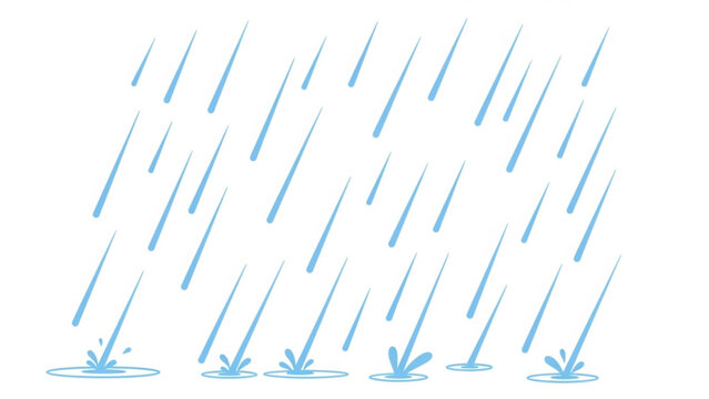 Heavy rain falling lines and splash vector illustration