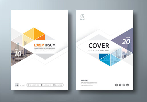 Blue and Orange Annual report brochure flyer design template vector, Leaflet presentation, book cover, layout in A4 size